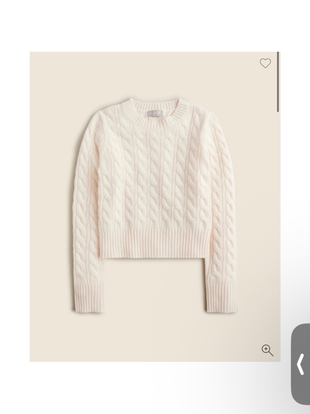 Sold item J. Crew Soft Cream Cashmere  cable-knit crewneck sweate